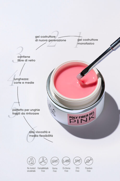 Gel builder Poly Fiber Gel Pink 15 ml - immagine 2