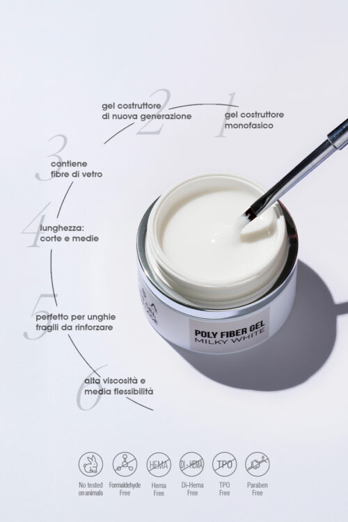 Gel builder Poly Fiber Gel Milky White 50 ml - immagine 2